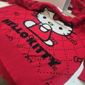 Sanrio Hello Kitty Sweater Womens M Red,Bow Pattern