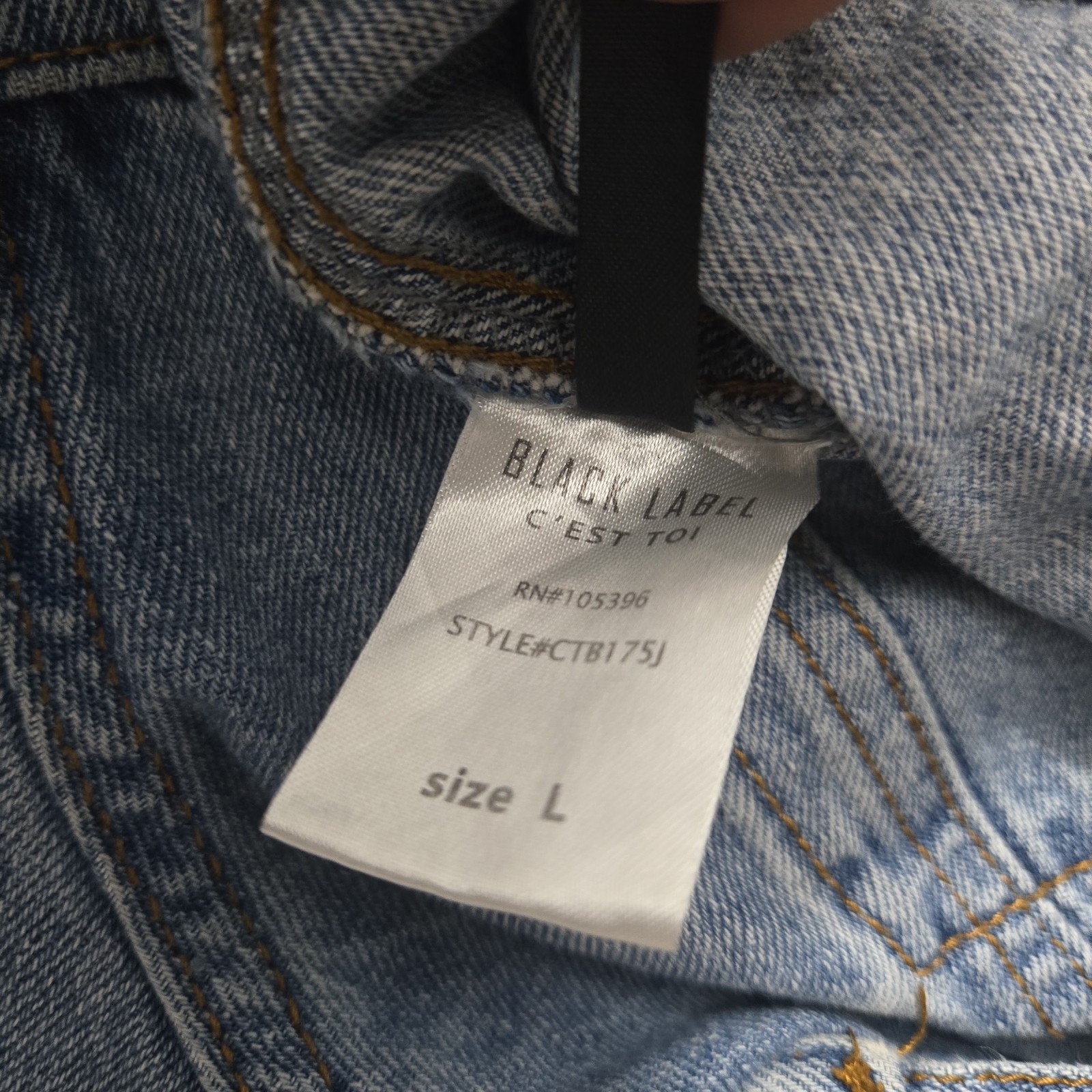 img_1771385470247_4-1.jpeg Black Label Distressed Denim Jacket Light Blue Wash Casual Streetwear Size L - Image 5