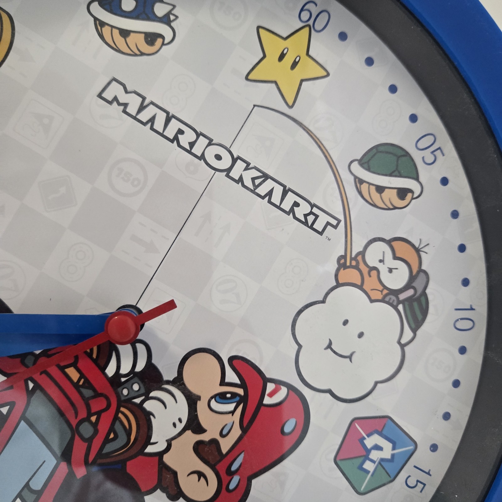 img_1771386519474_0-1.jpeg Super Mario Kart 10" Analog Display Wall Clock Blue