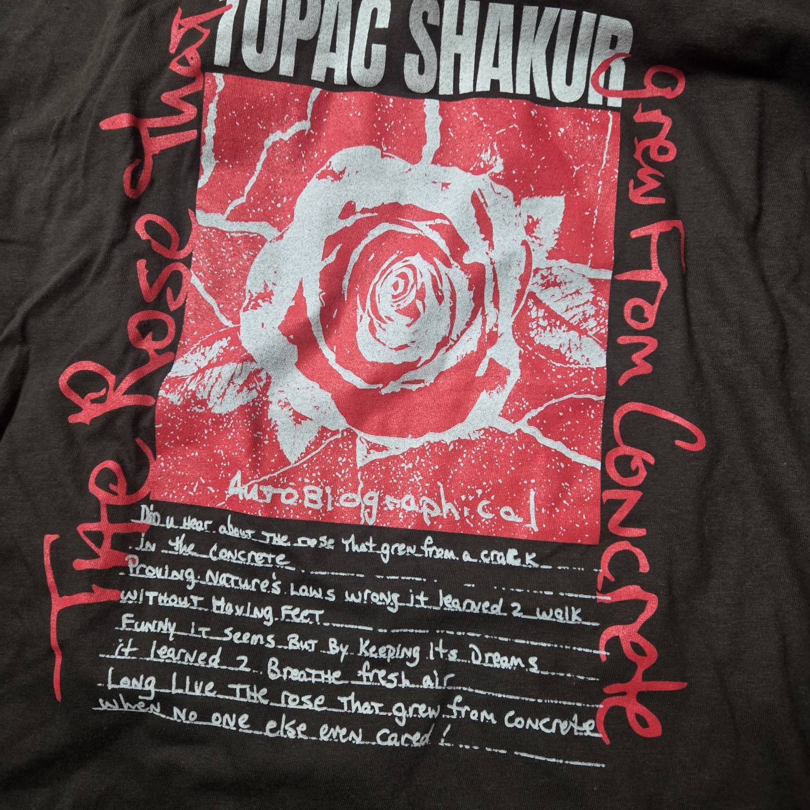 img_1771386593242_1-1.jpeg Men's XL Tupac Shakur 2Pac Hip Hop Rap Shirt The Rose That Grew From Concrete - Image 2