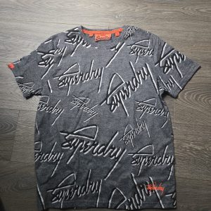 Vintage Superdry T Shirt Mens 2XL White All Over Spell Out Logo