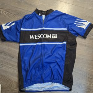 Pactimo Cycling Jersey Adult Medium Blue White Wescom 1/2 Zip Polyester Pockets