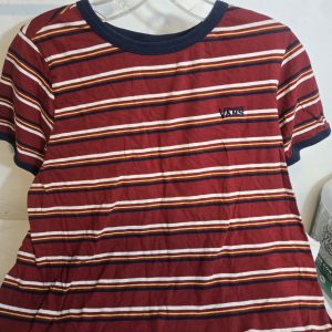 Vans Junior's Women's Striped Short Sleeve Tee - Size Xl