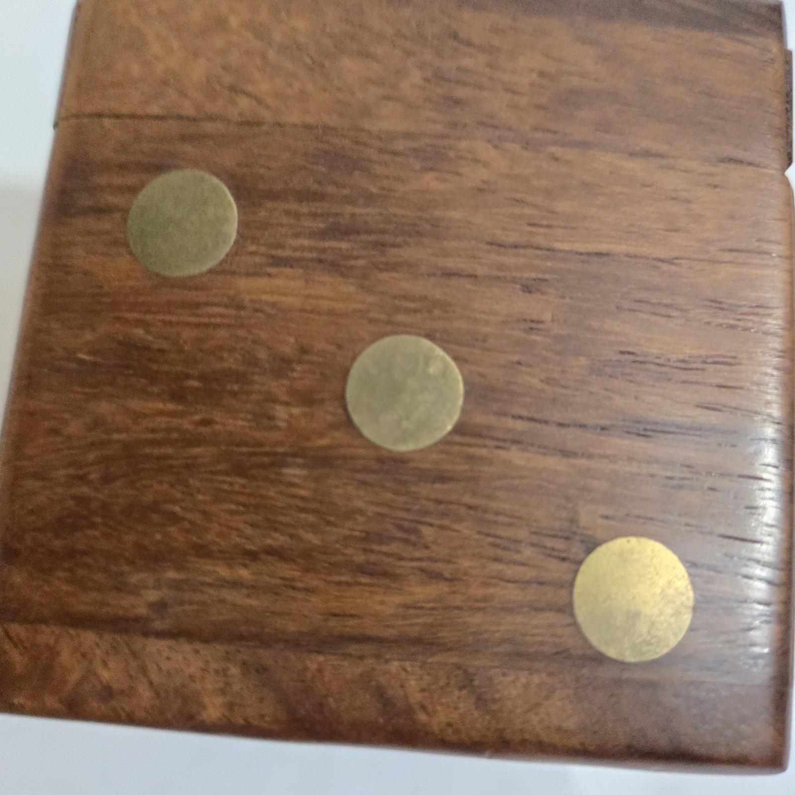 img_1771443729405_1-1.jpeg Wooden Dice Box With 5 Dice Brass Inlayed Brass Dots Handmade Game Storage Decor - Image 2
