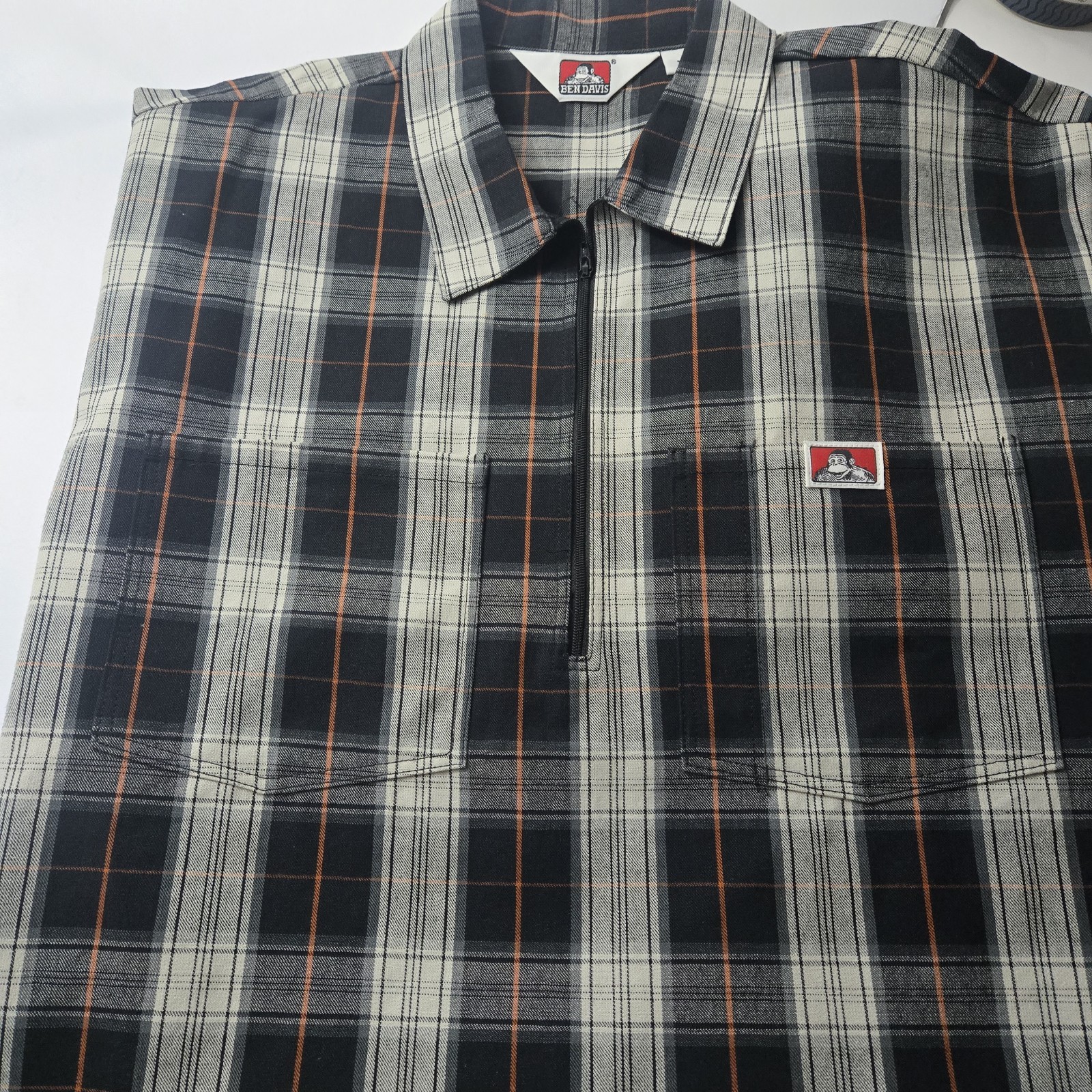 img_1771445375655_0-1.jpeg Ben Davis Hickory Stripe 1/2 Zip Work Shirt XL Short Sleeve Ben Davis USA