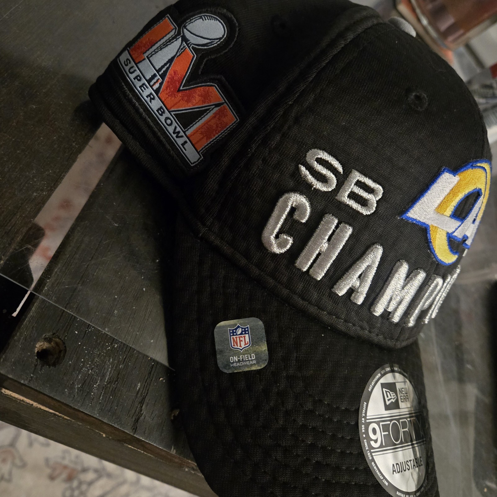 img_1771451522926_2-1.jpeg New Era Super Bowl LVI Champions Los Angeles Rams 9Forty Snapback Hat Cap Black - Image 3
