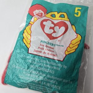 McDonald's Ty Teenie Beanie Baby Pinchers The Lobster 1998 #5 Plush Toy in Bag