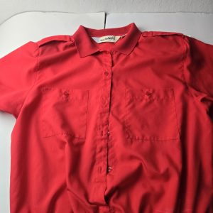 Diane Von Furstenberg Vintage 80s Red Polo Shirt Top Size L DVF Preppy Short Slv